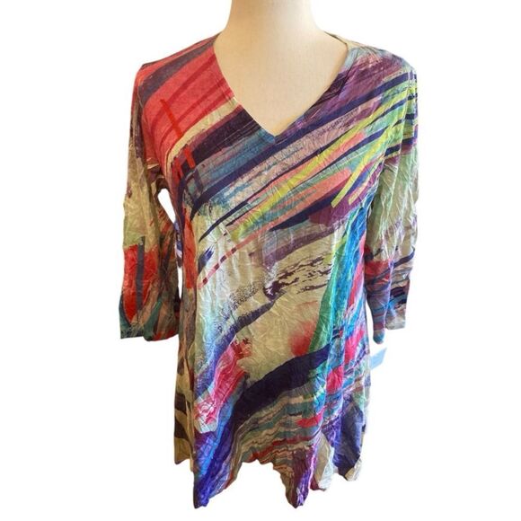Jess & Jane Colorful Crinkle Tunic - Picture 1 of 8